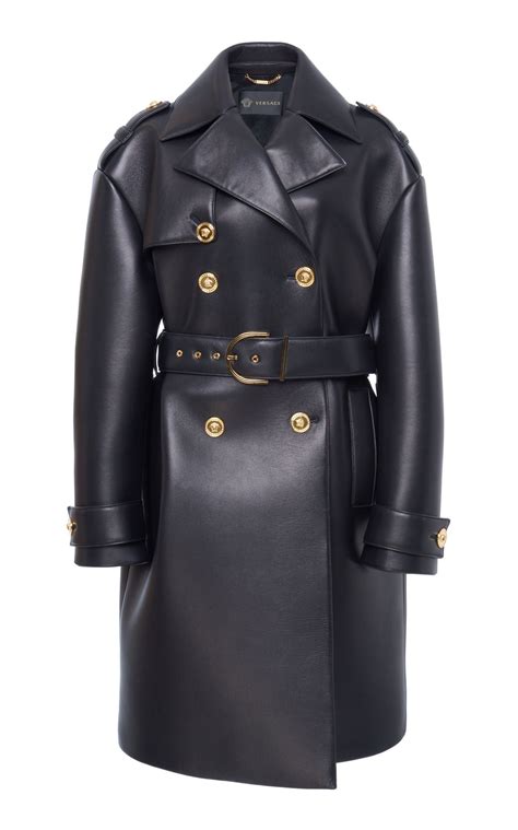 versace trench coat low price|Versace black leather jacket.